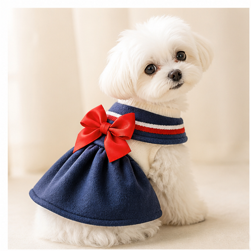 Navy Scholar Bow Pet Dress