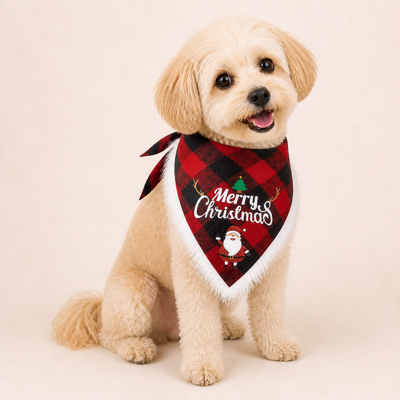 Merry Plaid Christmas Dog Bandana