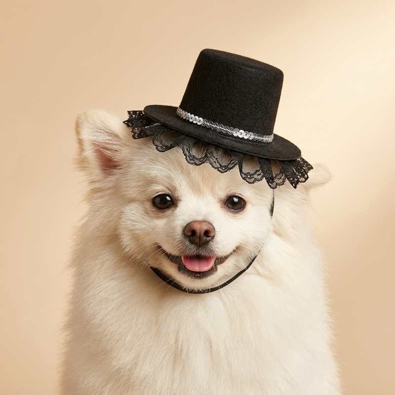 Midnight Lace Top Hat Pet Costume Accessory