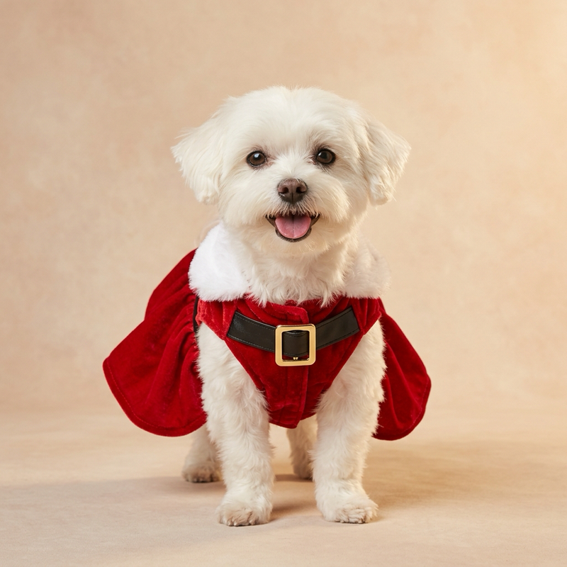 Merry Velvet Santa Christmas Pet Dress